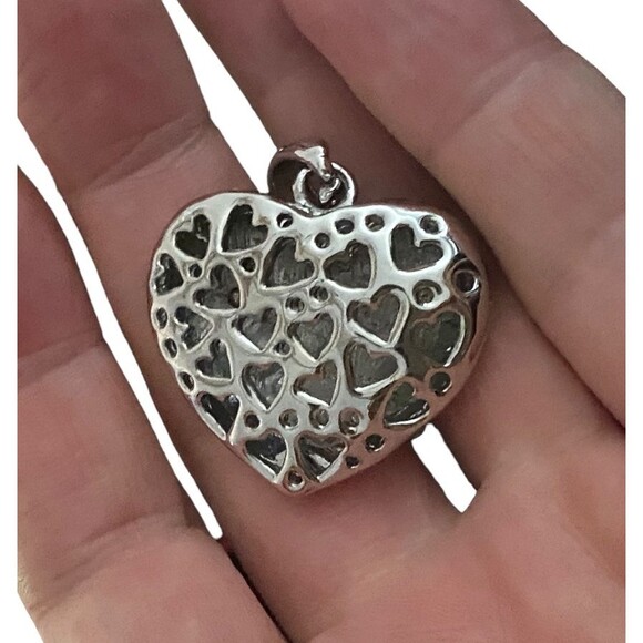 Vtg Juicy Couture Heart Pendant Silver Tone Pave Rhinestone Cut-Out Charm - Picture 6 of 7